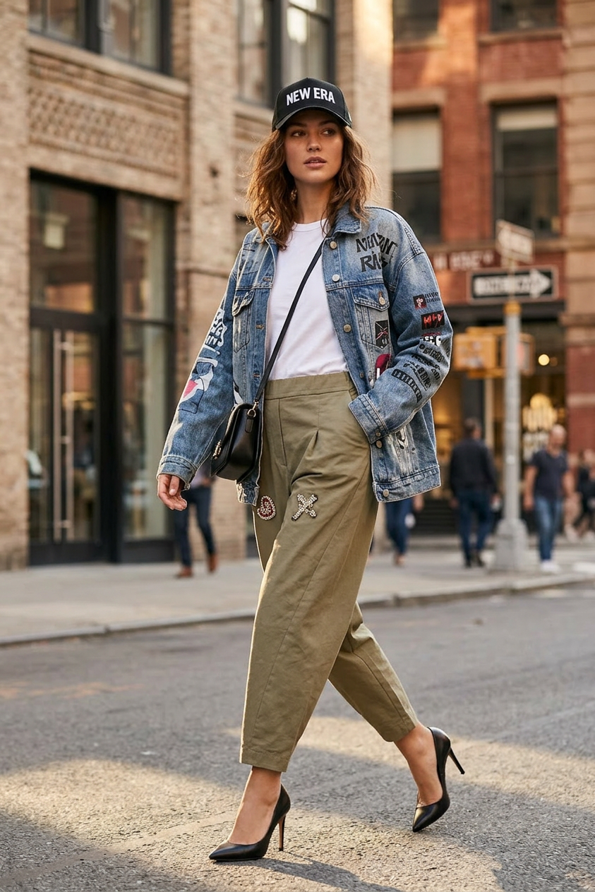 Pantaloni green crystal