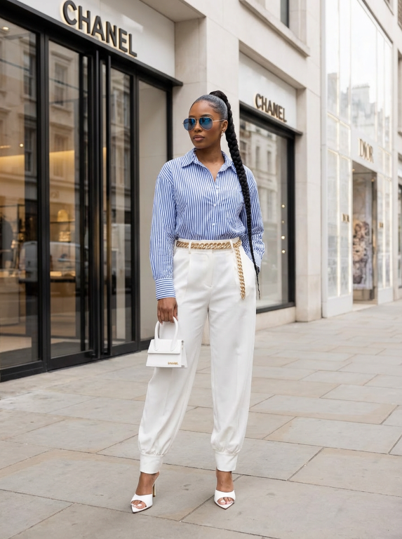 Pantalone “White Aura” Tailored Elegance